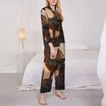 thumbnail image 3 of Yiaed Sky Sunset Bronze Dragon Print Pajamas Women's Long Sleeve Sleepwear Soft Button Down Loungewear Pjs Lounge Set Nightwear Womens Pajama Pants-X-Large, 3 of 7