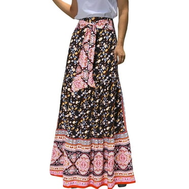 BOHO Hippy Women Summer Floral Long Maxi Skirt Dress - Walmart.com