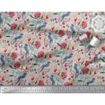 thumbnail image 2 of Soimoi Gray Rayon Fabric Insect,Floral & Bluebird Bird Print Fabric by Yard 42 Inch Wide, 2 of 3