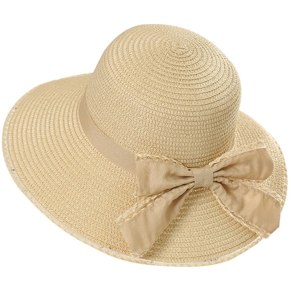 Straw Sun Hat Bowknot - Breathable Wide Brim Hat Travel Beach Hat Summer Cap