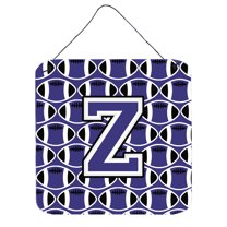 Letter Z Football Purple and White Wall or Door Hanging Prints