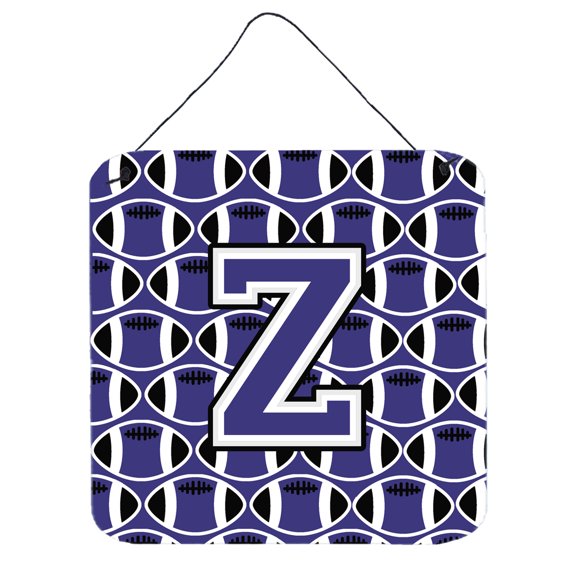 Letter Z Football Purple and White Wall or Door Hanging Prints