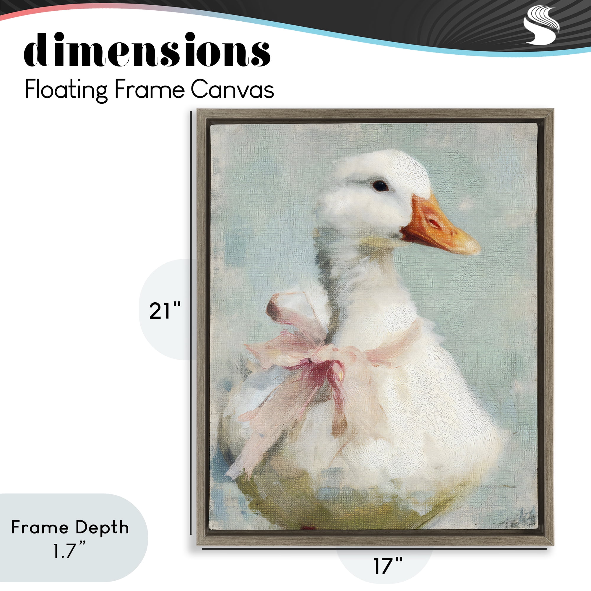 Stupell Industries Soft Pink Bow Goose Brown Framed Floater Canvas Wall Art, design by LSR Design Studio