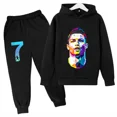 thumbnail image 3 of Conjunto de sudadera y pantalones deportivos para niños, conjunto de 2 piezas para niños y niñas, ropa para niños con estampado de avatar de Ronaldo, 3 of 5