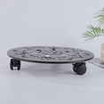 thumbnail image 3 of 12 Inches Large Metal Plant Stands with Wheels Round Planter Pot Mover Rollers Plant Stands, 3 of 5