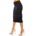 thumbnail image 4 of Be-Girl Women's Dark Wash Denim Midi Skirt, Contrast Stitching, Paneled Pencil Style - SG-79201, 4 of 6
