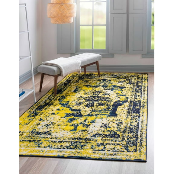 Rugs.com Monte Carlo Collection Rug – 4' x 6' Navy Blue Medium Rug Perfect For Living Rooms, Large Dining Rooms, Open Floorplans