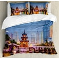 thumbnail image 1 of City Duvet Cover Set Queen Size, Guiyang China Skyline at Jiaxiu Pavillion on the Nanjing River Cityscape at Dusk, Decorative 3 Piece Bedding Set with 2 Pillow Shams, Multicolor, by Ambesonne, 1 of 3
