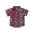 thumbnail image 1 of WIFORNT Toddler Baby Summer Tops, Short Sleeve Lapel Collar Geometric Print Button Down Shirts, 1 of 9