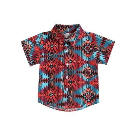 

Bagilaanoe Toddler Baby Boy Summer Tops Short Sleeve Geometric Print Button Shirts 6M 12M 18M 24M 3T 4T Kids Casual Clothes