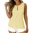 thumbnail image 3 of Asxite Tank Tops for Women Sleeveless Striped Print Round Neck Button Detail Casual Blouse, 3 of 5