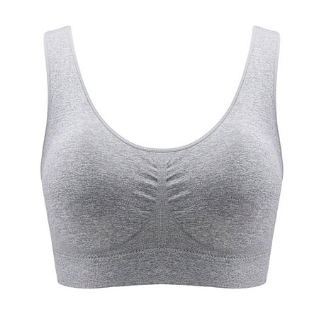 Mrat Bras for Women Wirefree Bralette Women s Seamless Yoga Suit Yoga Beautiful Back Gathering Solid Sports Bra Sleepwear Bralettes Ladies Bralette Comfort S-18 Gray XXL