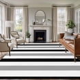 thumbnail image 2 of Black Gray Striped Large Area Rugs for Bedroom Living Room, Soft Non Slip Carpet Bedside Rug, Farmhouse Stripe Art Rectangular Floor Cover Kitchen Accent Rug 6'x9' for Dining Room/Office, 2 of 9