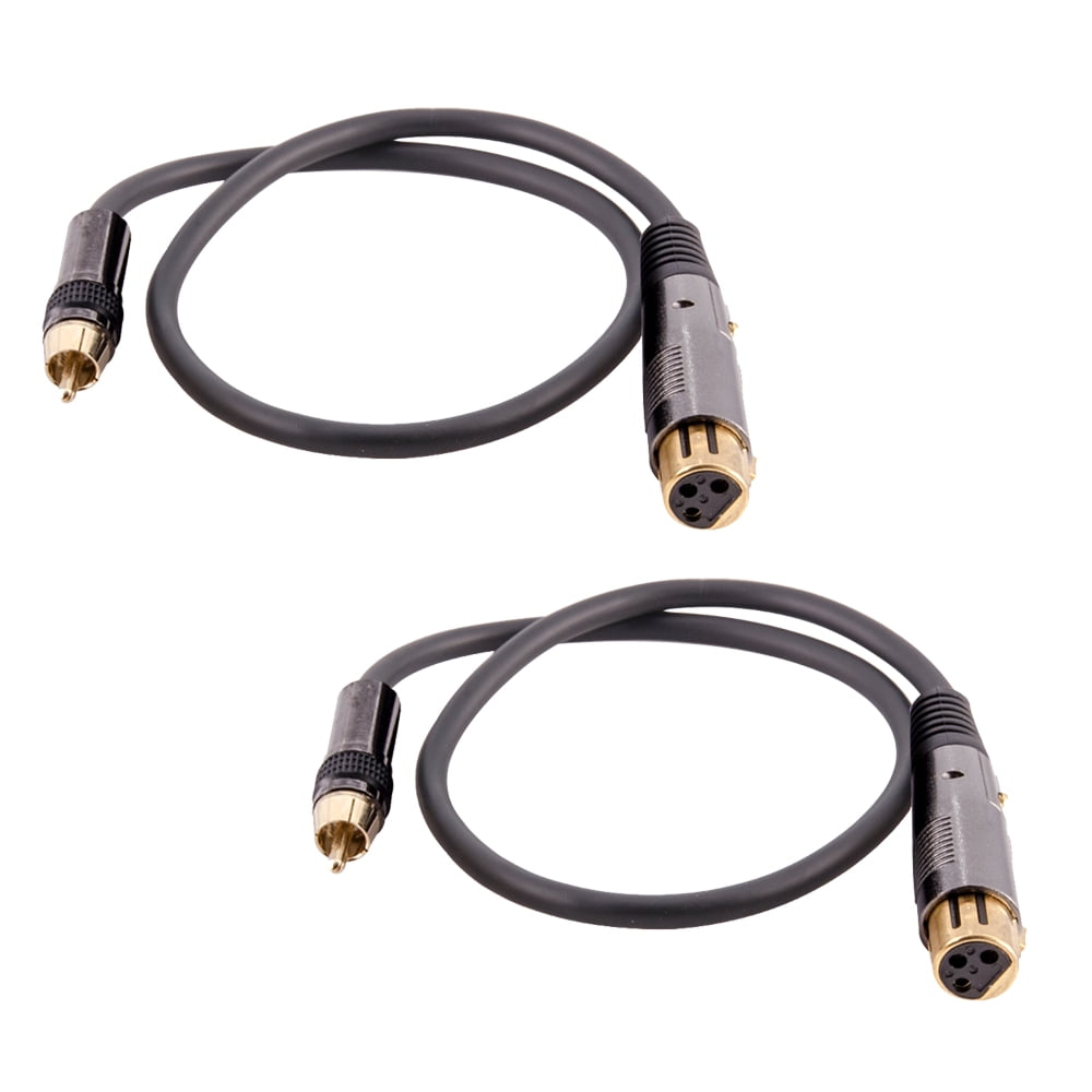 Pair of Premium 3 Foot XLR Female to RCA Male Audio Patch Cables Seismic Audio 16 Gauge XLRF to RCA Patch Cords SARCXLF-3Black-2Pack 