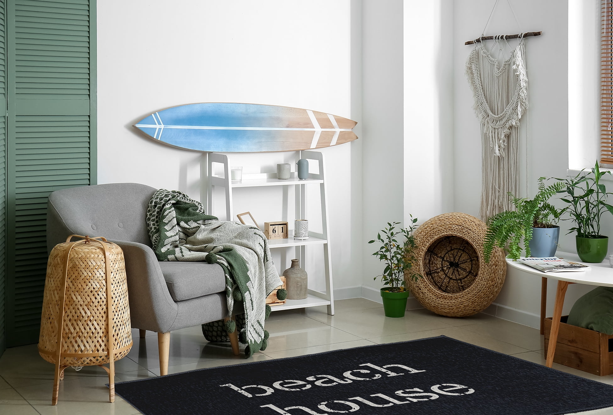 Simply Daisy 4' x 6' Beach House Nautical Chenille Rug, Shark Blue