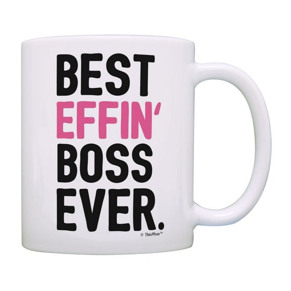 ThisWear Lady Boss Mug Best Effin Boss Ever Cup Manger Mug Supervisor Gifts Boss Coffee Mug Pink