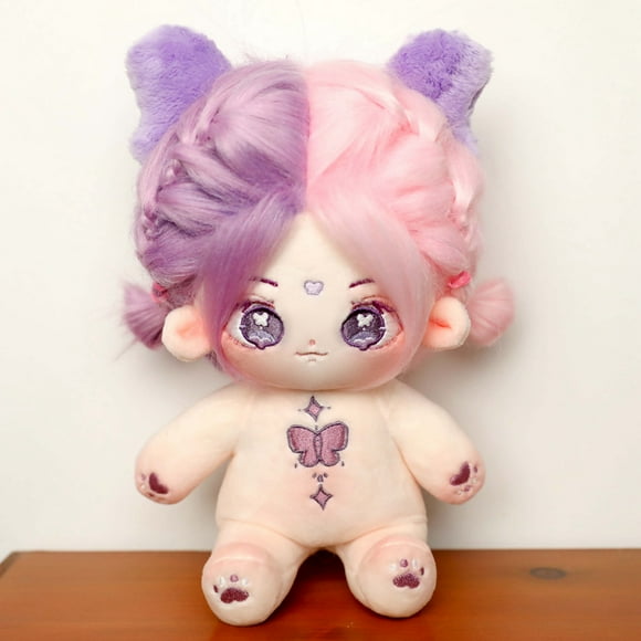 20cm Kawaii Plush Cotton Doll Idol Stuffed Super Star Figure Dolls Cute Purple Butterfly Girl Baby Doll Can Change Clothes Gift