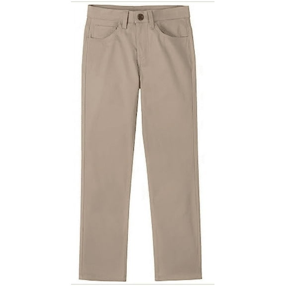 Nautica Boys' Flat Front Stretch Twill Chino Pant, Khaki 5-Pocket