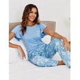 thumbnail image 3 of Ekouaer 2-Pack Womens Pajama Sets Soft Short Sleeve Sleepwear with Long Pants & Pockets Printed Lounge Set, 3 of 7
