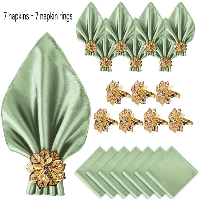 1 elegante juego de servilletas de raso con exquisitos servilleteros | Imprescindible for bodas y vacaciones.