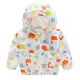 thumbnail image 2 of Xfvqtps Kids Children Light Jacket Sun Protection Hoodie Zip up Long Sleeve Dinosaur Print Lightweight Foldable Compressible Summer Thin Tops for Camping Hiking Cycling Running 1-8Y Orange, 2 of 5