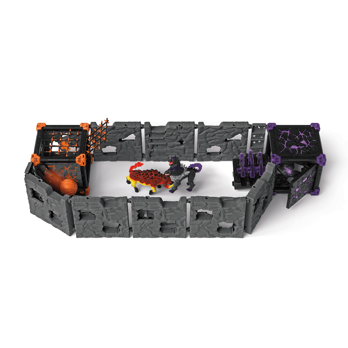 Schleich Eldrador Creatures - 71PC BattleCave Arena Playset with Lava Bull, Shadow Hound and Accessories - Monster Figurines for Kids Ages 7+ - 42591