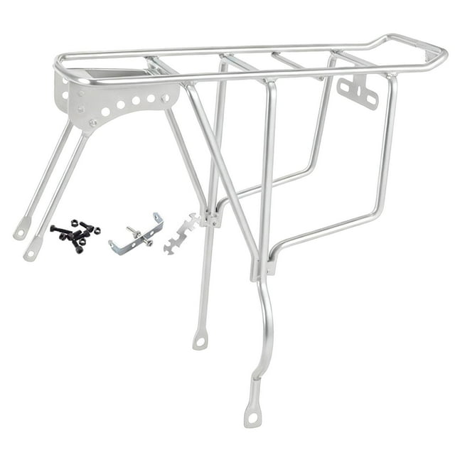 DYNWAVECA Bike Rear Rack Bracket Simple Assembly Solid Bicycle Back Seat Luggage Cargo Carrier for Outdoor Delivery Cycling Accessories Silver