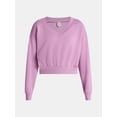 thumbnail image 5 of No Boundaries V-Neck Fleece Cropped Sweatshirt, Women's, 5 of 5