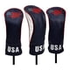 thumbnail image 2 of Juego de 3 fundas protectoras bordadas para cabezas de palos de golf de poliuretano, accesorios y funda para equipo. negro, 2 of 8