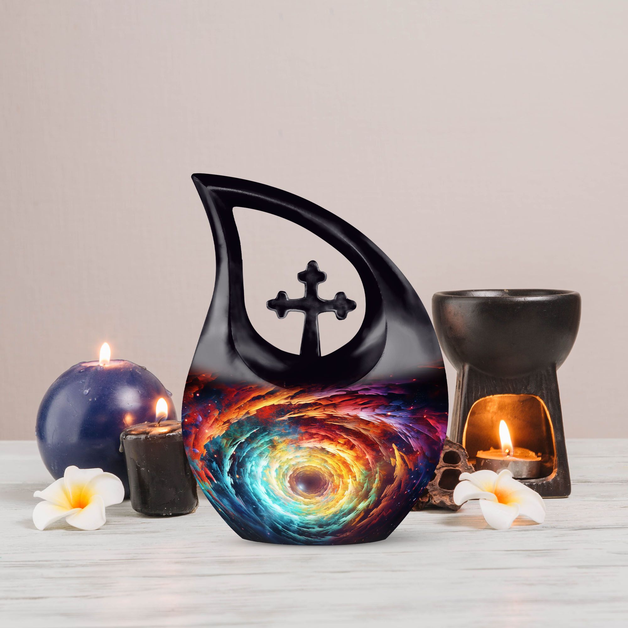 MUKTIVE Large Galaxy Urns for Human Ashes Adult Female & Male - Cremation Urn for Adult Women Ashes - Funeral Memorial - 10 Inch