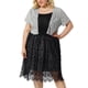 thumbnail image 2 of Women's Plus Size Shrug Cardigan Lace Allover Open Front Short Sleeve Crop Bolero Jacket Grey 4X, 2 of 7