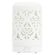 Essential Oil Diffusers White Aroma Ceramic Diffuser with 4 Timer Setting&7 Color LED Lights (Damask)
