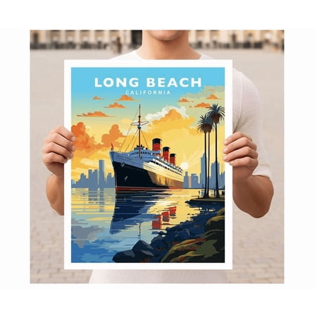 Long Beach California Travel Poster Wall Art Home Decor Office Wall Art