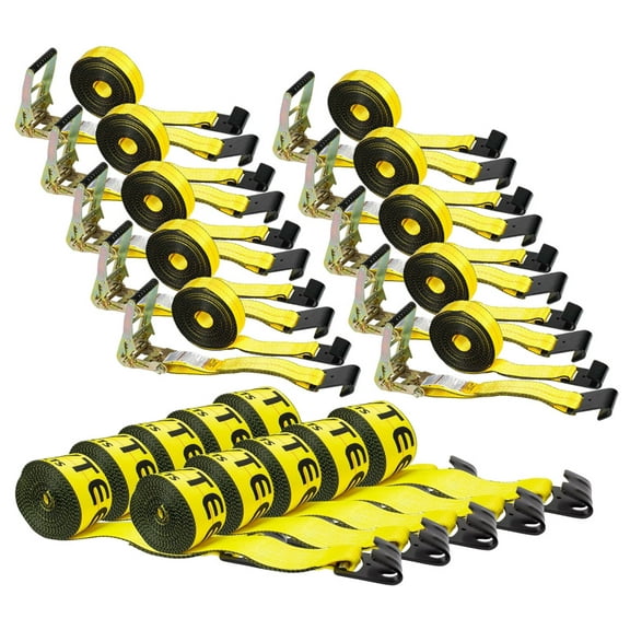 2" x 30' Ratchet Straps With 4" x 30" Winch Straps w/ Flat Hooks