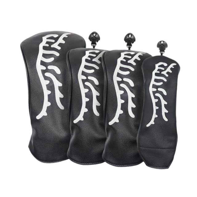 harper 4 Pieces Wood Golf Head Covers Set, Golf Wood Club Headcovers, Waterproof Putter Black
