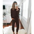 thumbnail image 2 of PRETTYGARDEN Women's Spring Fall 2 Piece Lounge Outfit Long Sleeve Crewneck Pullover Tops High Waisted Pants Set Tracksuit, 2 of 6