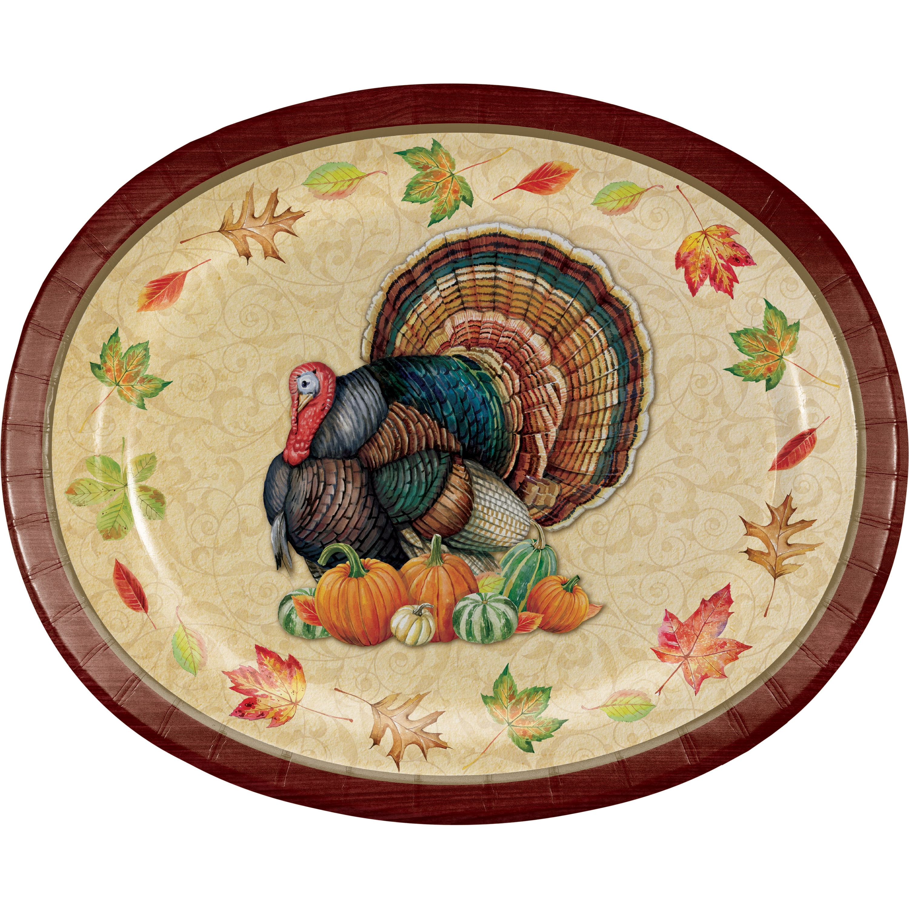 Harvest Turkey Oval Plates, 24 Count