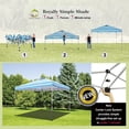 thumbnail image 4 of Crown Shades 10x10 Pop up Canopy Tent, Patented One Push Pop Up Tent with Wheeled Carry Bag, Bonus 8 Stakes and 4 Ropes, Sky Blue Stripes, 4 of 8