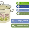 thumbnail image 3 of Novomoskovsjka Posuda Lavender Fields Cylindrical Enamel Pot with Glass Lid 5.8 Qt (5.5 L) Enameled Steel Stockpot Cooking Pot Induction Pot Enamelware Kitchen Pot Enamel Stock Pot Soup Pot, 3 of 10