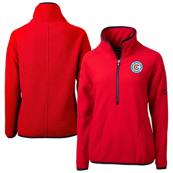 Women's Cutter & Buck Red Chicago Fire Cascade Eco Fleece Pullover Jacket