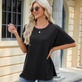 thumbnail image 4 of FLMEI Women's T-Shirts Tees Summer Tops Short Sleeve T Round Neck Loose Cropped T Shirtsoft Blouses Casual Pullover T S-XXL, 4 of 8