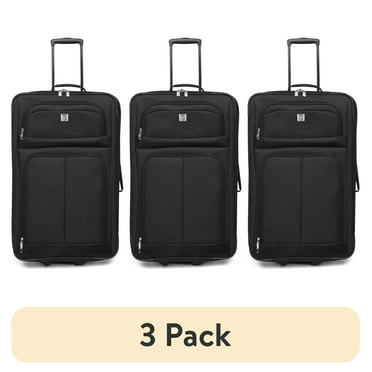 (3 pack) Protege Regency 24" Checked Polyester Softside Upright Luggage, All Ages, Black