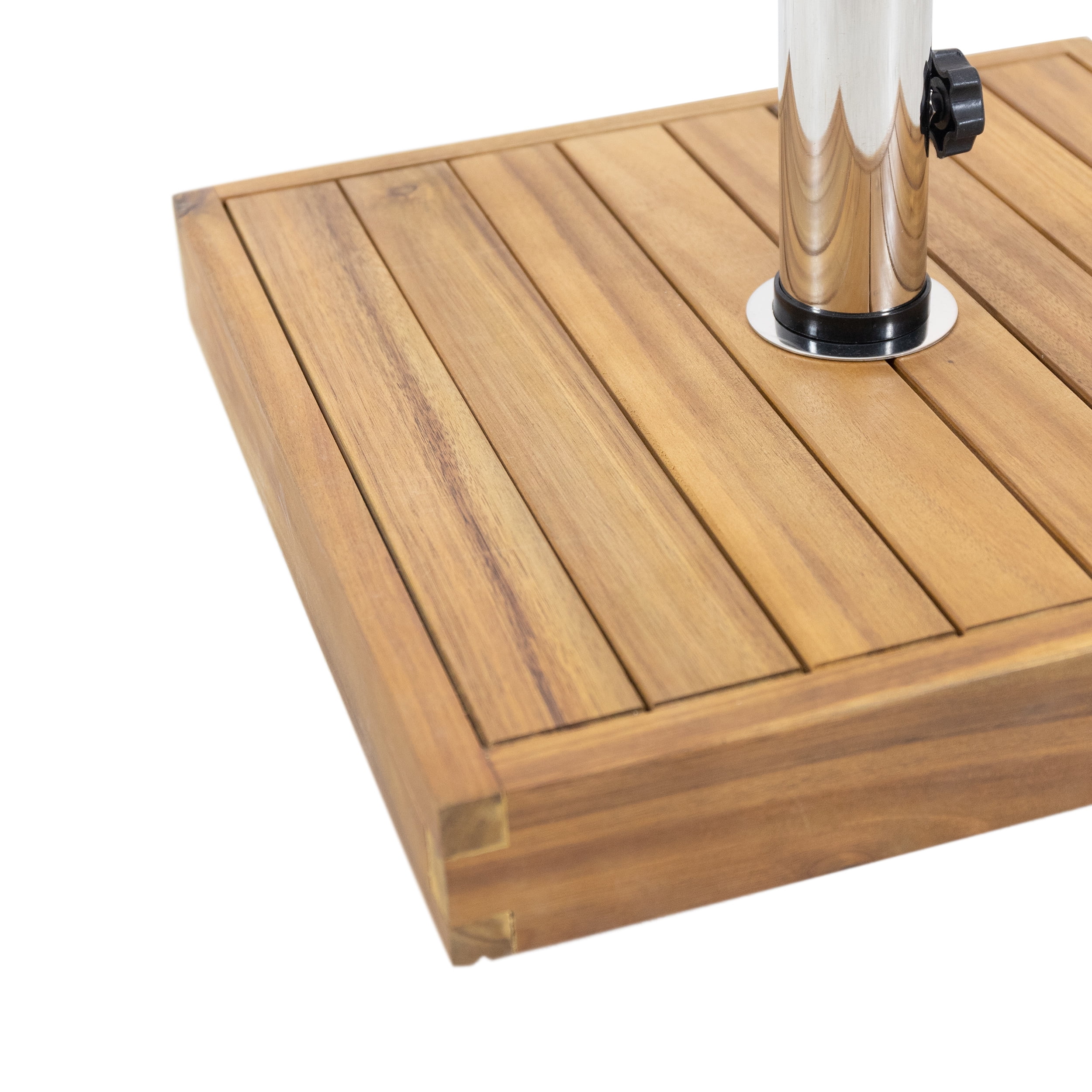 Hanville Acacia Wood Outdoor 44lb Square Umbrella Base with
