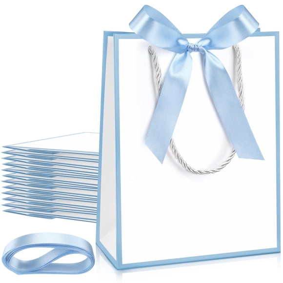 Bolsas de regalo Silkfly Thank You con asas, 23 x 18 x 8 cm, 12 unidades, blancas