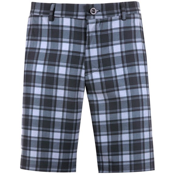 Plaid Cool-Stretch Men's Golf Shorts (Black)