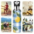 thumbnail image 7 of Yayeee 20oz Insulated Water Bottle Double Wall Stainless Steel with Flip Straw Lid, Light Blue Plaid, 7 of 7