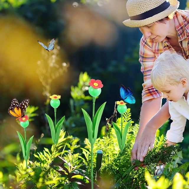 Fiudx Comedero para Colibríes con Estaca de Jardín, Diseño Floral Colorido, Fácil Instalación, Decoración Duradera para Exteriores, Atrae Colibríes y Mariposas, Regalo Perfecto para Amantes de La Nat