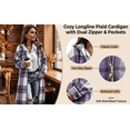 thumbnail image 2 of FRSASU Women's Plaid Hoodie Jacket Shacket Casual Lapel Button Down Long Sleeve Trench Coat Warm Winter Jackets Red, 2 of 9