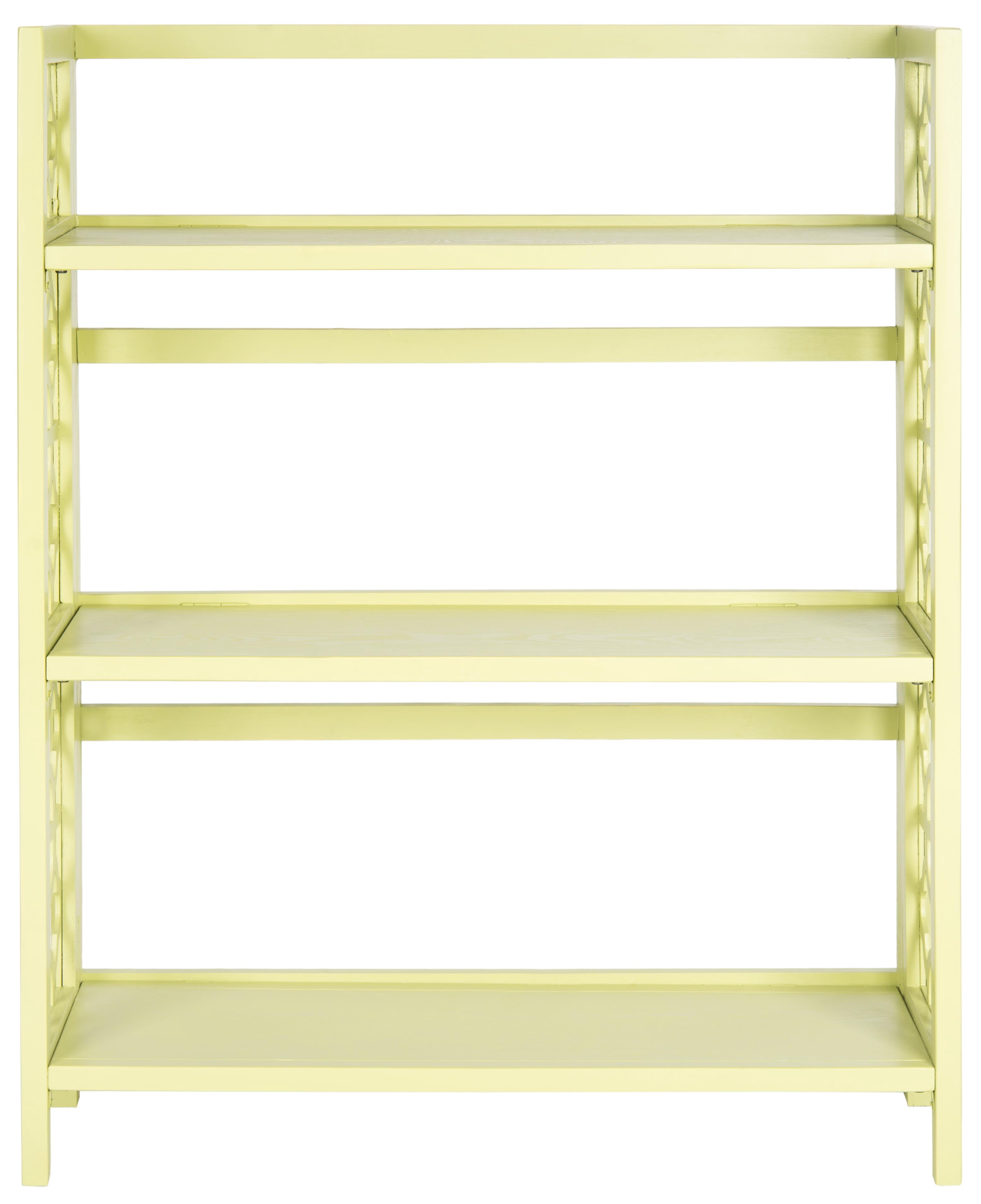 SAFAVIEH Natalie Geometric Rustic 3 Tier Low Bookcase, Split Pea