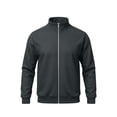 thumbnail image 2 of Mens Fall Jackets Full Zipper Stand Up Collar Long Sleeve Loose Fashion Casual Solid Color Jacket Dark Gray S, 2 of 6